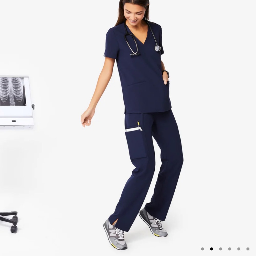 Womens Figs Kade Cargo Scrub Pants in Navy
